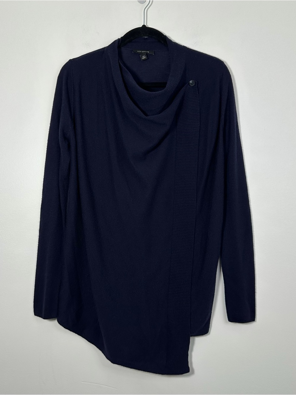 Ann Taylor Women’s XS Navy Blue Wool Blend Draped Waterfall Cardigan